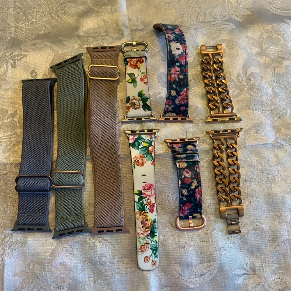 Various Floral and Solid Apple Watch Bands Set